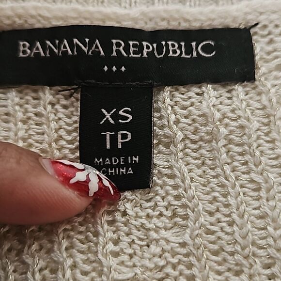 Banana Republic Women's Knitted V-neck Long Sleeves Sweater XS Pearl White - Picture 6 of 16